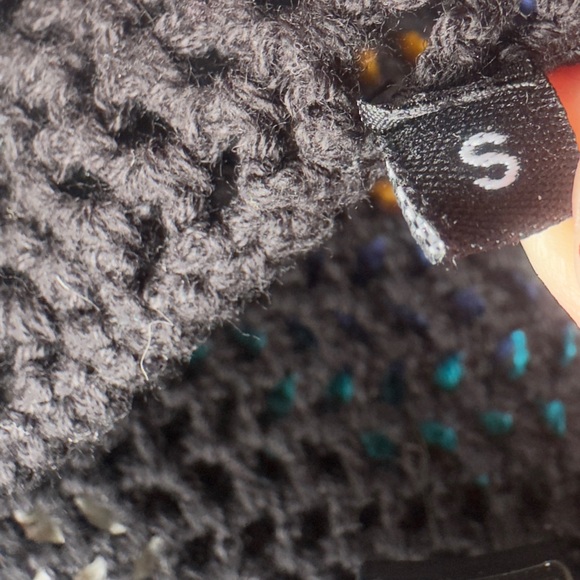 POOF! Black & Multicolor Crochet Open Knit Sweater Tank Size Small - Picture 4 of 5